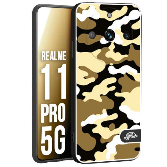 CUSTOMIZZA - Custodia cover nera morbida in tpu compatibile per Realme 11 PRO 5G camouflage mimetico militare giallo desert brown