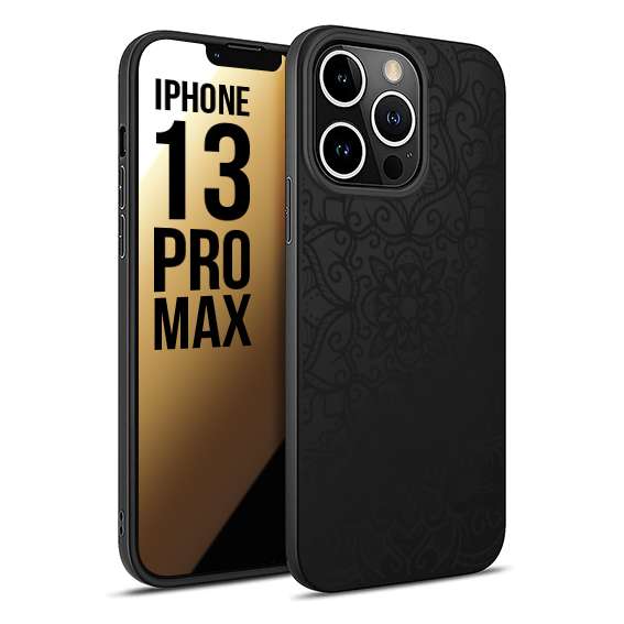 CUSTOMIZZA - Custodia cover nera morbida in tpu compatibile per iPhone 13 PRO MAX mandala nero fiore vedo non vedo donna