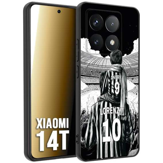 CUSTOMIZZA - Custodia cover nera morbida in tpu compatibile per Xiaomi 14T personalizzata calcio football nome e numero calciatori bianconeri bianca e nera