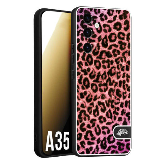 CUSTOMIZZA - Custodia cover nera morbida in tpu compatibile per Samsung A35 5G leopardato maculato donna rosa leopard