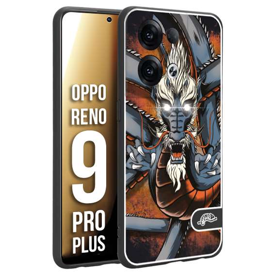 CUSTOMIZZA - Custodia cover nera morbida in tpu compatibile per Oppo Reno 9 PRO PLUS drago giapponese tattoo japan dragon