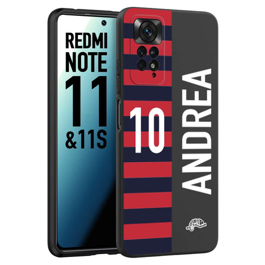 CUSTOMIZZA - Custodia cover nera morbida in tpu compatibile per Xiaomi Redmi Note 11 -  Note 11S personalizzata calcio football nome e numero calciatori rossoblu