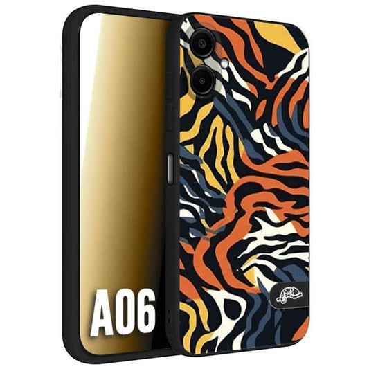 CUSTOMIZZA - Custodia cover nera morbida in tpu compatibile per Samsung A06 leopardato maculato tigrato tiger colorata gialla blu arancio