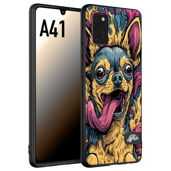 CUSTOMIZZA - Custodia cover nera morbida in tpu compatibile per Samsung A41 Chihuahua illustrazione cane pop art cane street art cartone animato