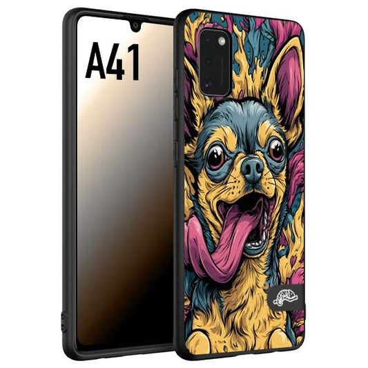 CUSTOMIZZA - Custodia cover nera morbida in tpu compatibile per Samsung A41 Chihuahua illustrazione cane pop art cane street art cartone animato