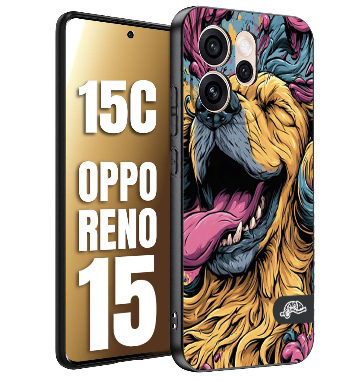 CUSTOMIZZA - Custodia cover nera morbida in tpu compatibile per Oppo Reno 15 - Reno 15CGolden Retriever illustrazione cane pop art cane street art cartone animato