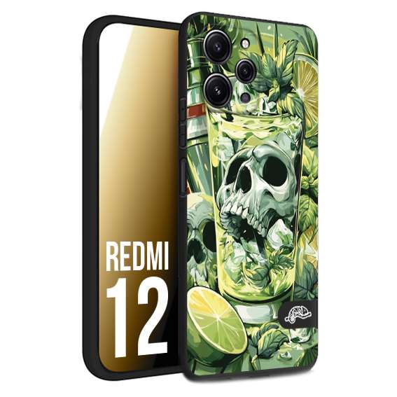 CUSTOMIZZA - Custodia cover nera morbida in tpu compatibile per Xiaomi Redmi 12 Mojito cocktail teschio illustrazione drink lime menta ghiacci tropicale street art