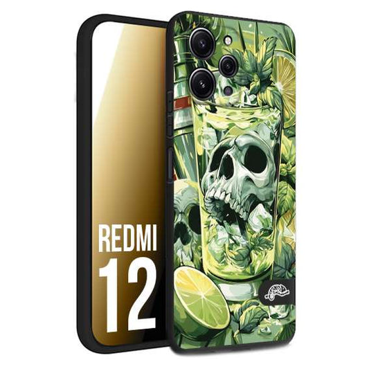 CUSTOMIZZA - Custodia cover nera morbida in tpu compatibile per Xiaomi Redmi 12 Mojito cocktail teschio illustrazione drink lime menta ghiacci tropicale street art
