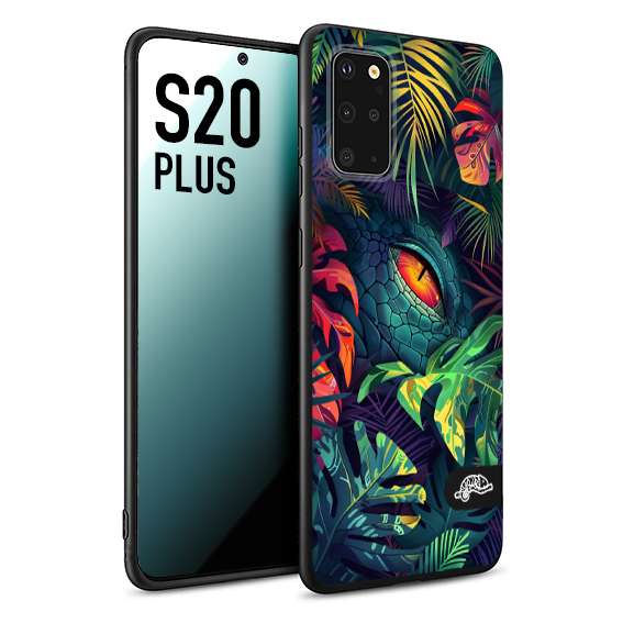 CUSTOMIZZA - Custodia cover nera morbida in tpu compatibile per Samsung S20 PLUS animali color giungla tropicale occhio di coccodrillo alligatore disegnato