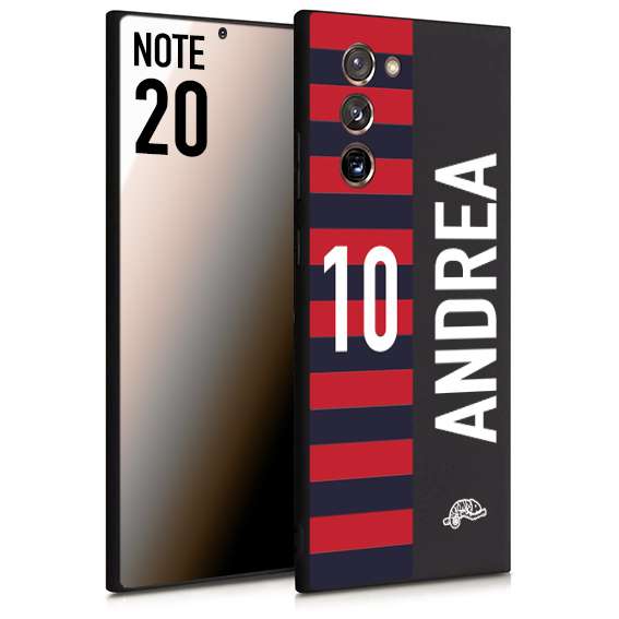 CUSTOMIZZA - Custodia cover nera morbida in tpu compatibile per Samsung NOTE 20 personalizzata calcio football nome e numero calciatori rossoblu