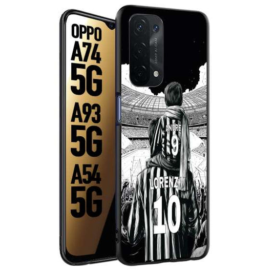 CUSTOMIZZA - Custodia cover nera morbida in tpu compatibile per Oppo A74 5G - A93 5G - A54 5G personalizzata calcio football nome e numero calciatori bianconeri bianca e nera