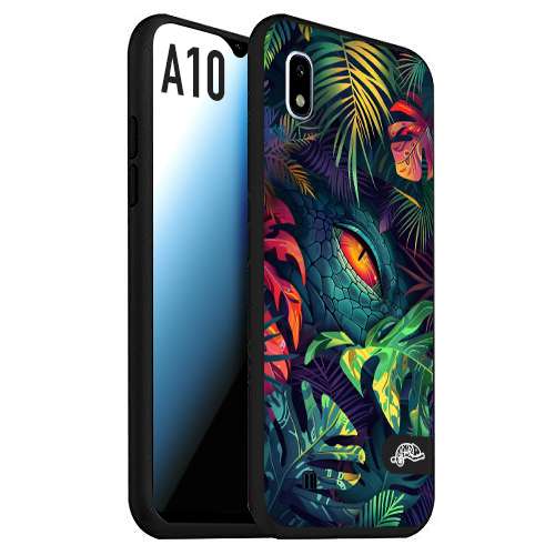 CUSTOMIZZA - Custodia cover nera morbida in tpu compatibile per Samsung A10 animali color giungla tropicale occhio di coccodrillo alligatore disegnato