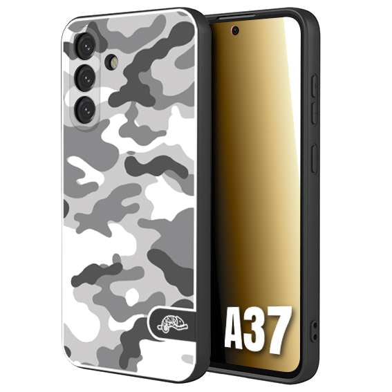 CUSTOMIZZA - Custodia cover nera morbida in tpu compatibile per Samsung A37 camouflage mimetico militare bianco white