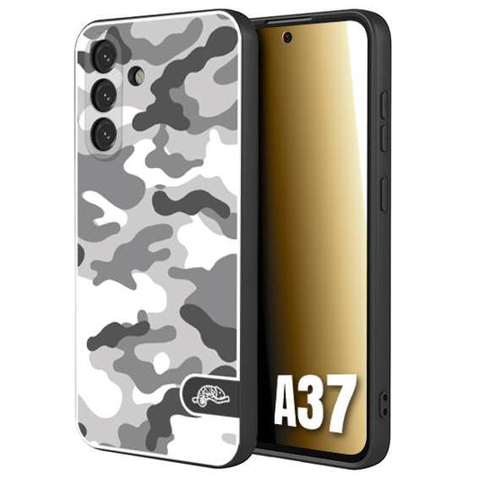 CUSTOMIZZA - Custodia cover nera morbida in tpu compatibile per Samsung A37 camouflage mimetico militare bianco white