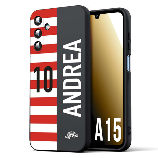 CUSTOMIZZA - Custodia cover nera morbida in tpu compatibile per Samsung A15 5G personalizzata calcio football nome e numero calciatori bianco rossa