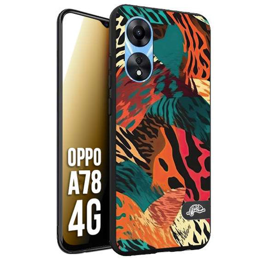 CUSTOMIZZA - Custodia cover nera morbida in tpu compatibile per Oppo A78 4G leopardato tigrato tiger colorata summer arancio verde fucsia
