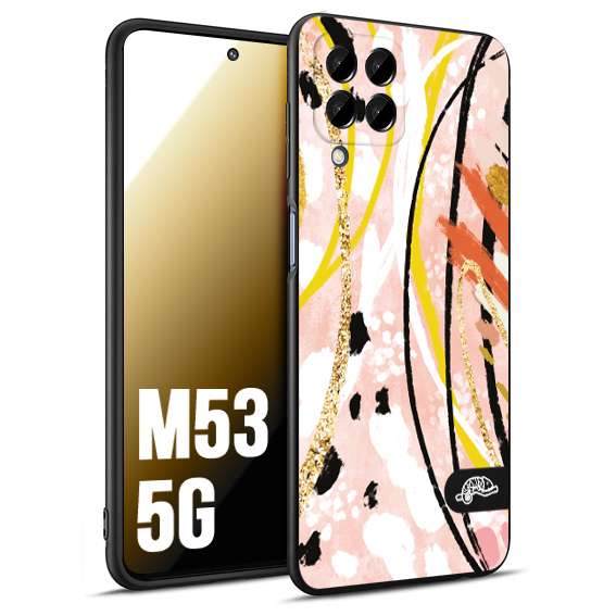 CUSTOMIZZA - Custodia cover nera morbida in tpu compatibile per Samsung M53 5G fiori astratti donna zebrato leopardato fantasia dorata gialla rosa colorata