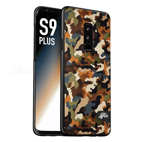 CUSTOMIZZA - Custodia cover nera morbida in tpu compatibile per Samsung S9 PLUS camouflage mimetico militare moderno blu marrone beige