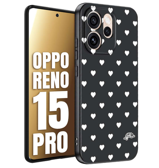CUSTOMIZZA - Custodia cover nera morbida in tpu compatibile per Oppo Reno 15 PRO cuori pois bianchi donna pin up vintage