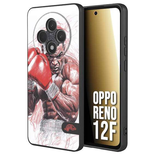 CUSTOMIZZA - Custodia cover nera morbida in tpu compatibile per Oppo Reno 12F pugilato pugili disegno tattoo guantoni boxer pesi massimi iron mike