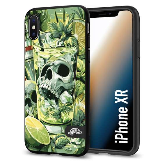 CUSTOMIZZA - Custodia cover nera morbida in tpu compatibile per iPhone XR Mojito cocktail teschio illustrazione drink lime menta ghiacci tropicale street art