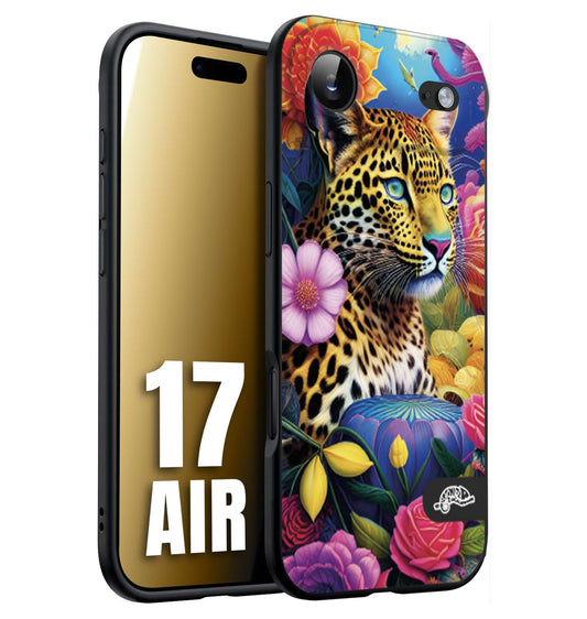 CUSTOMIZZA - Custodia cover nera morbida in tpu compatibile per iPhone 17 AIR astratti donna flower fantasia leopardo ghepardo animali colorati