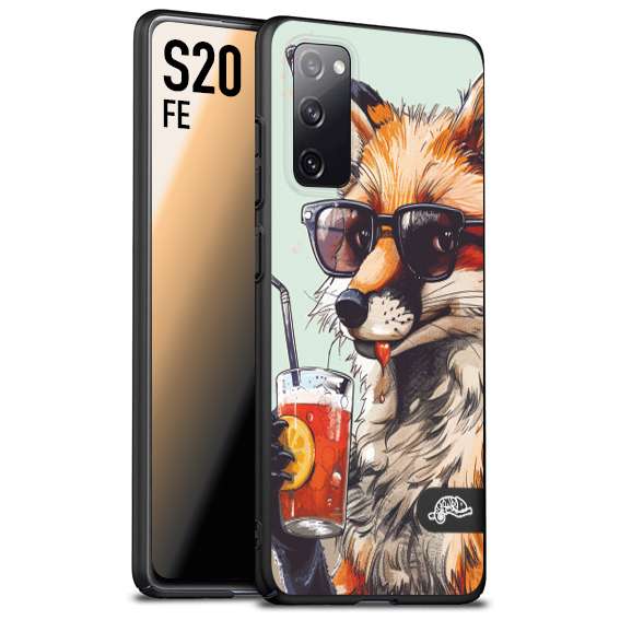 CUSTOMIZZA - Custodia cover nera morbida in tpu compatibile per Samsung S20 FE estate disegnata cocktails animali simpatici fox volpe negroni