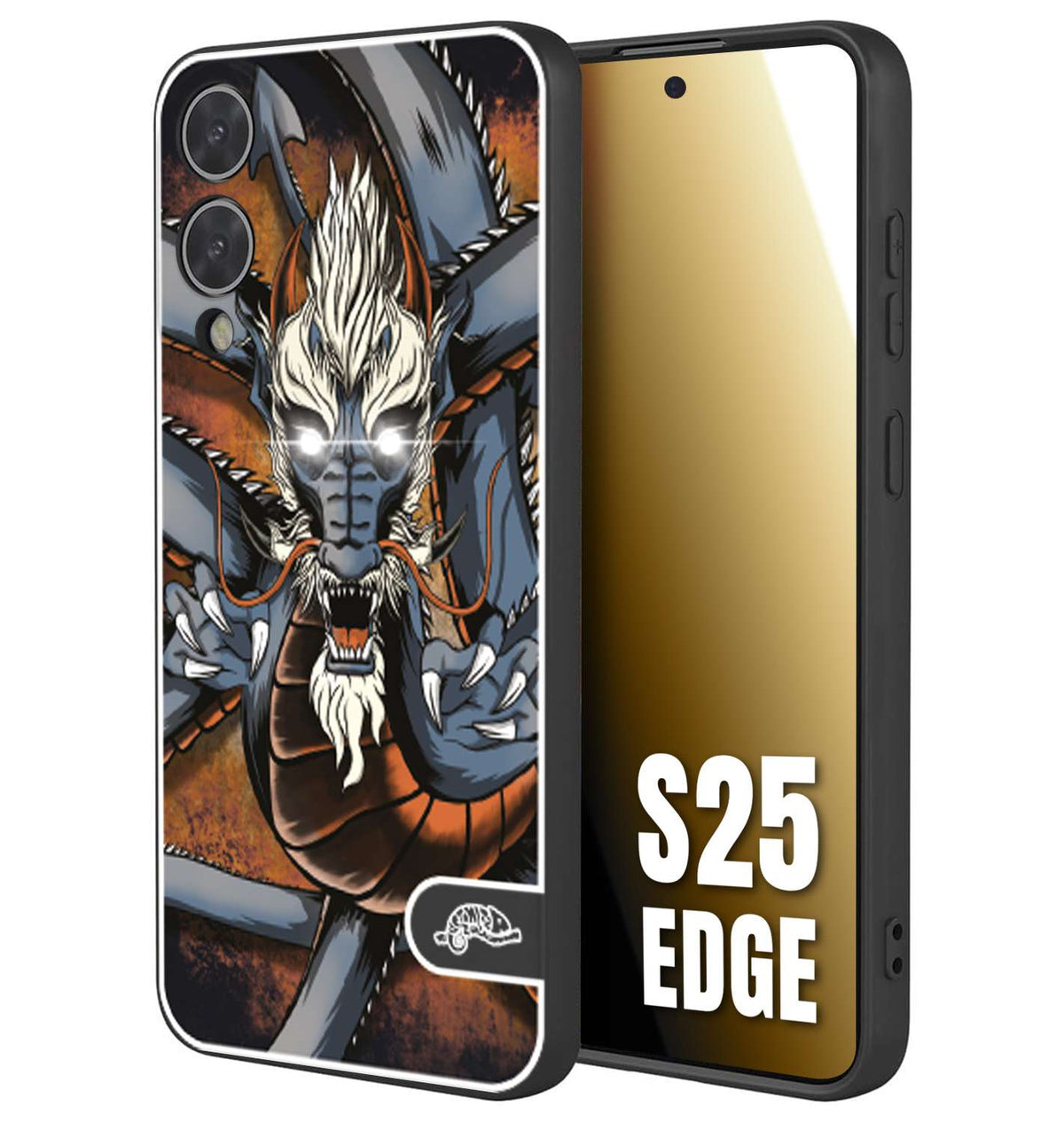 CUSTOMIZZA - Custodia cover nera morbida in tpu compatibile per Samsung S25 EDGE drago giapponese tattoo japan dragon