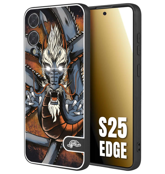 CUSTOMIZZA - Custodia cover nera morbida in tpu compatibile per Samsung S25 EDGE drago giapponese tattoo japan dragon