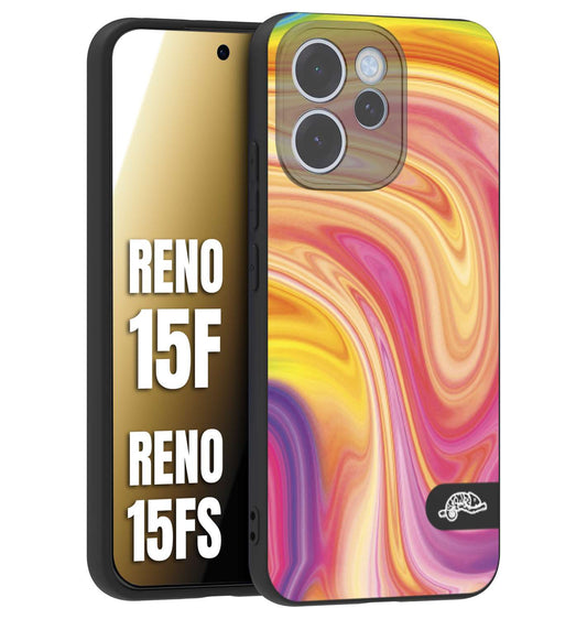CUSTOMIZZA - Custodia cover nera morbida in tpu compatibile per Oppo Reno 15 F - Reno 15 FS colorata fantasia vortice marmo onde rosa fucsia gialla