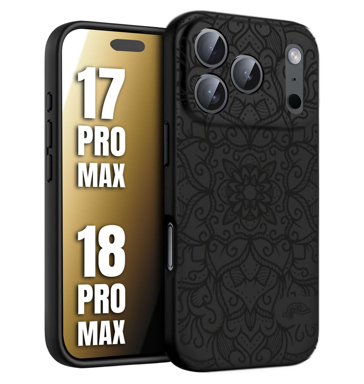 CUSTOMIZZA - Custodia cover nera morbida in tpu compatibile per iPhone 17 PRO MAX - 18 PRO MAX mandala nero fiore vedo non vedo donna