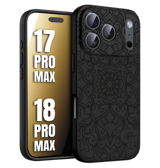 CUSTOMIZZA - Custodia cover nera morbida in tpu compatibile per iPhone 17 PRO MAX - 18 PRO MAX mandala nero fiore vedo non vedo donna