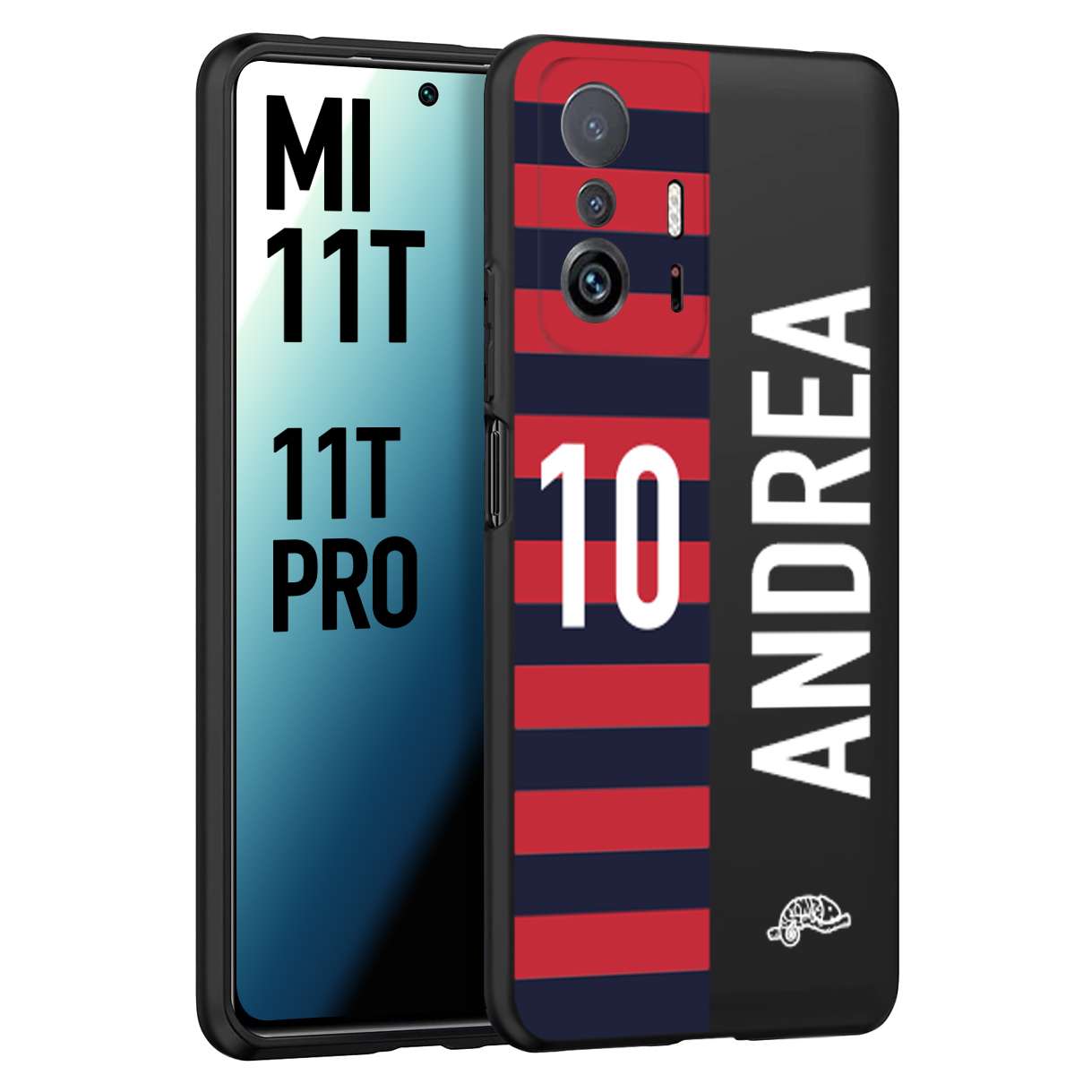 CUSTOMIZZA - Custodia cover nera morbida in tpu compatibile per Xiaomi Mi 11T - Mi 11T PRO personalizzata calcio football nome e numero calciatori rossoblu