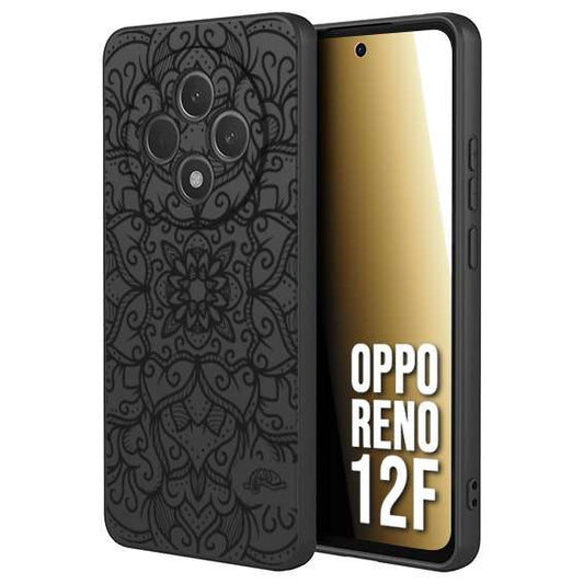 CUSTOMIZZA - Custodia cover nera morbida in tpu compatibile per Oppo Reno 12F mandala nero fiore vedo non vedo donna