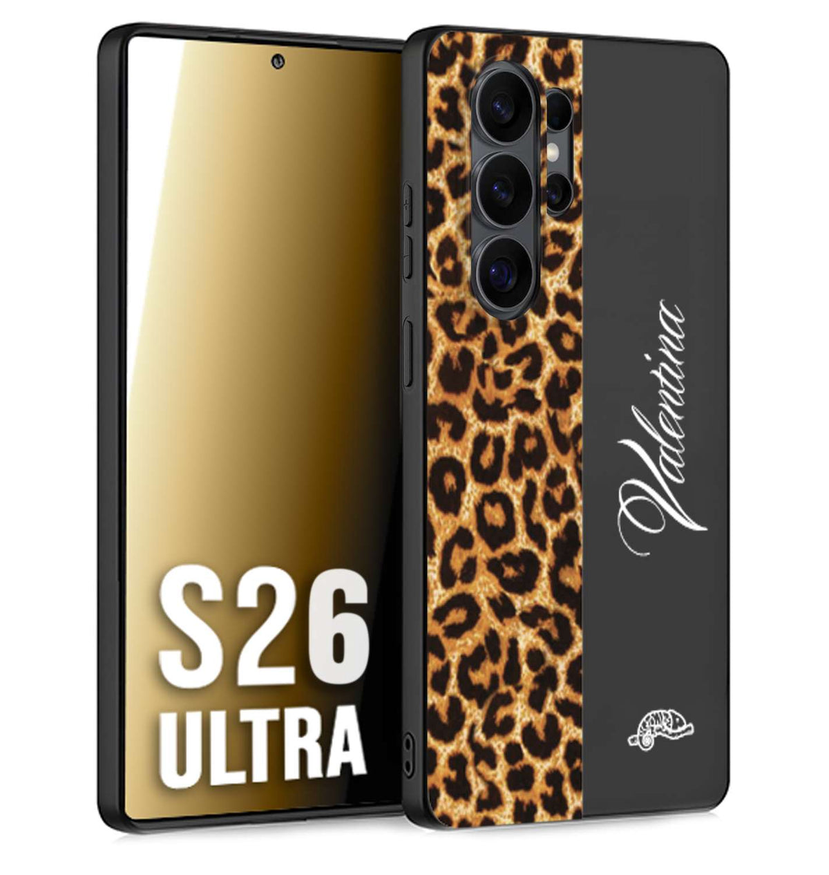 CUSTOMIZZA - Custodia cover nera morbida in tpu compatibile per Samsung S26 ULTRA custom nome scritta leopardato maculato donna marrone leopard