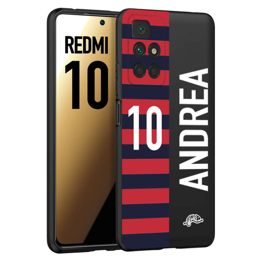 CUSTOMIZZA - Custodia cover nera morbida in tpu compatibile per Xiaomi Redmi 10 personalizzata calcio football nome e numero calciatori rossoblu