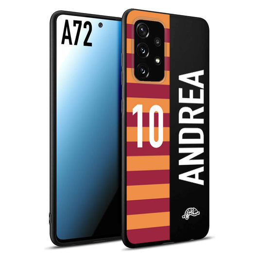 CUSTOMIZZA - Custodia cover nera morbida in tpu compatibile per Samsung A72 personalizzata calcio football nome e numero calciatori giallo rossi