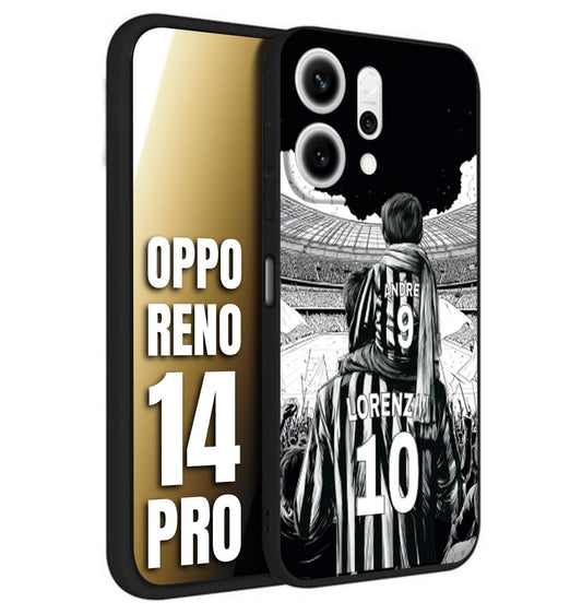 CUSTOMIZZA - Custodia cover nera morbida in tpu compatibile per Oppo Reno 14 PRO personalizzata calcio football nome e numero calciatori bianconeri bianca e nera