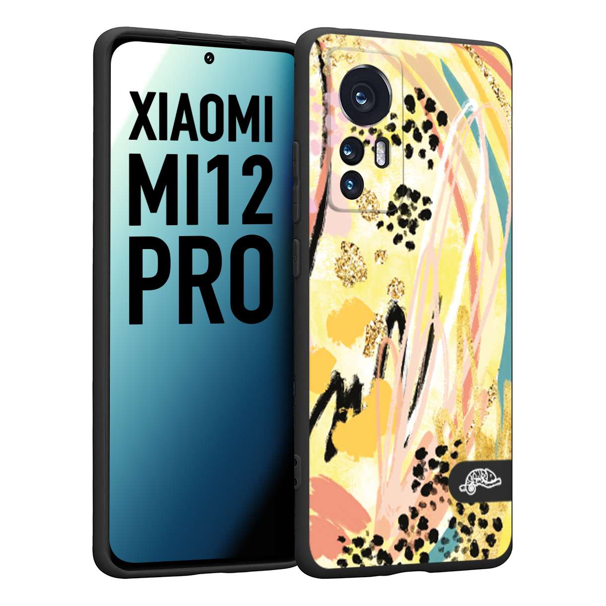 CUSTOMIZZA - Custodia cover nera morbida in tpu compatibile per Xiaomi 12 PRO astratti donna flower fantasia estate gialla rosa leopardata