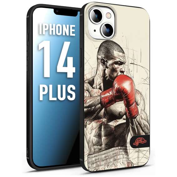 CUSTOMIZZA - Custodia cover nera morbida in tpu compatibile per iPhone 14 PLUS pugilato pugili disegno tattoo guantoni box sport ring