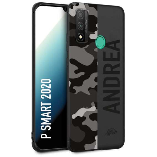 CUSTOMIZZA - Custodia cover nera morbida in tpu compatibile per Huawei P Smart 2020 camouflage mimetico militare personalizzata nome