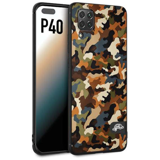 CUSTOMIZZA - Custodia cover nera morbida in tpu compatibile per Huawei P40 camouflage mimetico militare moderno blu marrone beige