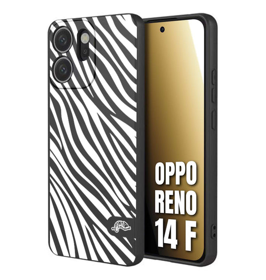CUSTOMIZZA - Custodia cover nera morbida in tpu compatibile per Oppo Reno 14 F zebrata maculata a rilievo soft touch donna bianca