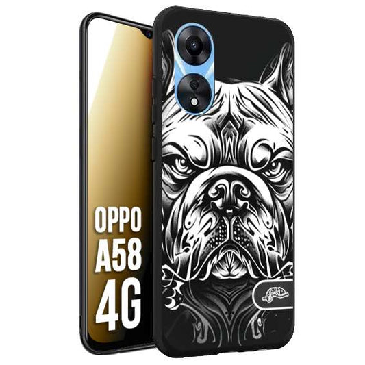 CUSTOMIZZA - Custodia cover nera morbida in tpu compatibile per Oppo A79 5G bulldog bianco a rilievo disegnato tattoo tatuaggio