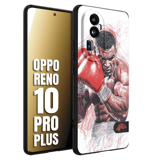 CUSTOMIZZA - Custodia cover nera morbida in tpu compatibile per Oppo Reno 10 PRO PLUS pugilato pugili disegno tattoo guantoni boxer pesi massimi iron mike