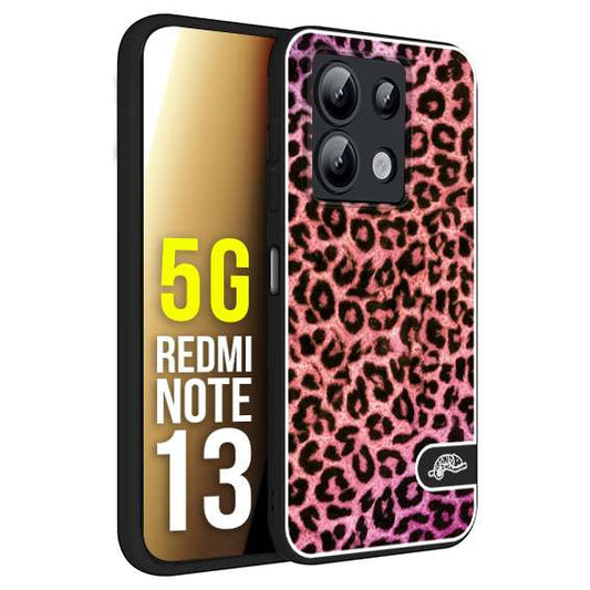 CUSTOMIZZA - Custodia cover nera morbida in tpu compatibile per Xiaomi Redmi Note 13 5G leopardato maculato donna rosa leopard