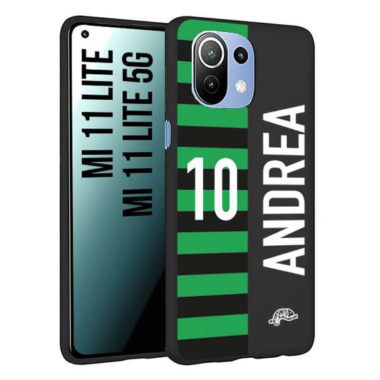 CUSTOMIZZA - Custodia cover nera morbida in tpu compatibile per Xiaomi Mi 11 Lite / Mi 11 Lite 5G personalizzata calcio football nome e numero calciatori neroverde