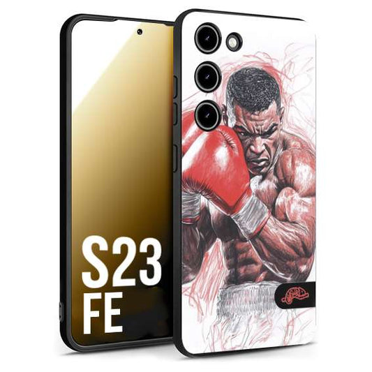 CUSTOMIZZA - Custodia cover nera morbida in tpu compatibile per Samsung S23 FE pugilato pugili disegno tattoo guantoni boxer pesi massimi iron mike