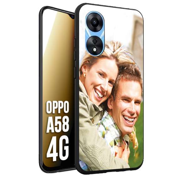 CUSTOMIZZA - Custodia cover nera morbida in tpu compatibile per Oppo A58 4G personalizzata con foto immagine scritta a piacere