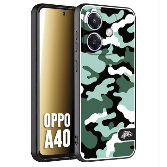 CUSTOMIZZA - Custodia cover nera morbida in tpu compatibile per Oppo A40 camouflage mimetico militare verde green